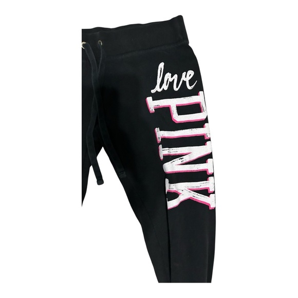 PINK Victoria's Secret Black Joggers with Pink Lettering - Picture 2 of 3